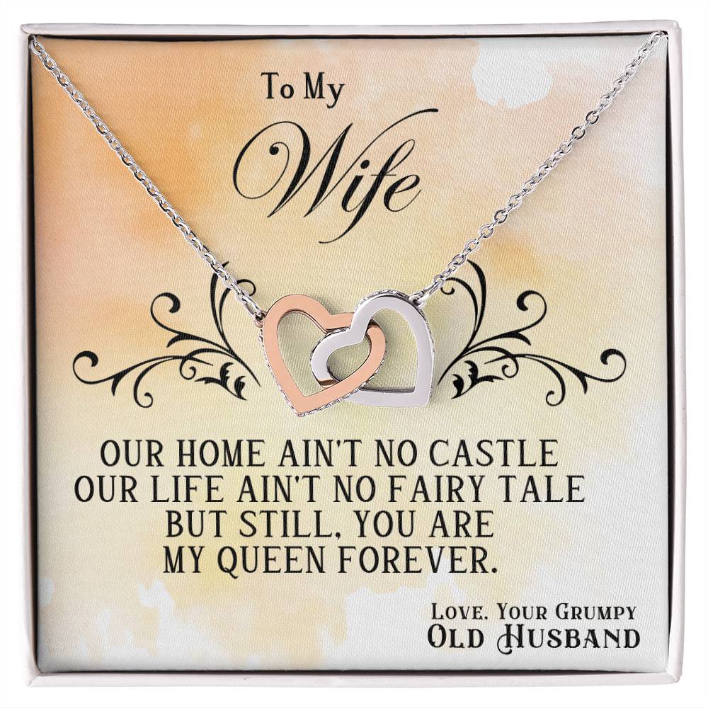 Interlocking Hearts Necklace—To my wife, you are my queen forever
