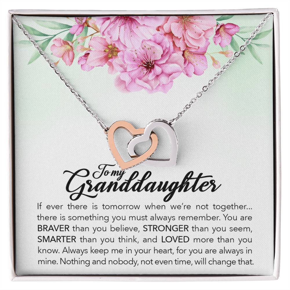 Interlocking Hearts Necklace—To my granddaughter, always keep me in your heart