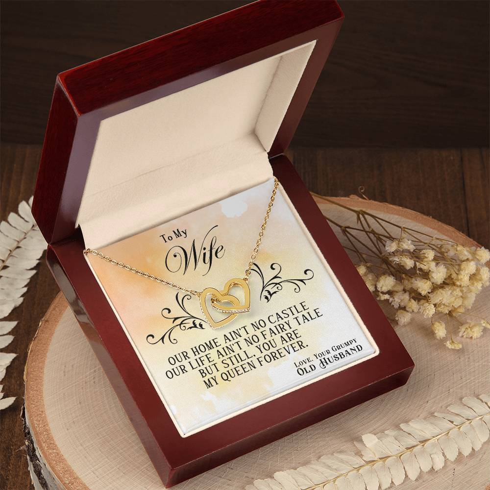 Interlocking Hearts Necklace—To my wife, you are my queen forever