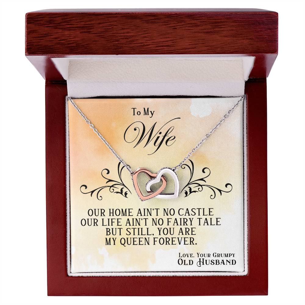 Interlocking Hearts Necklace—To my wife, you are my queen forever